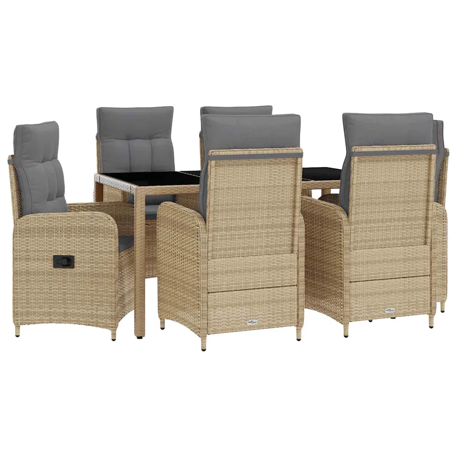 Ensemble de repas extérieur 7 pcs Beige et Gris clair - 2