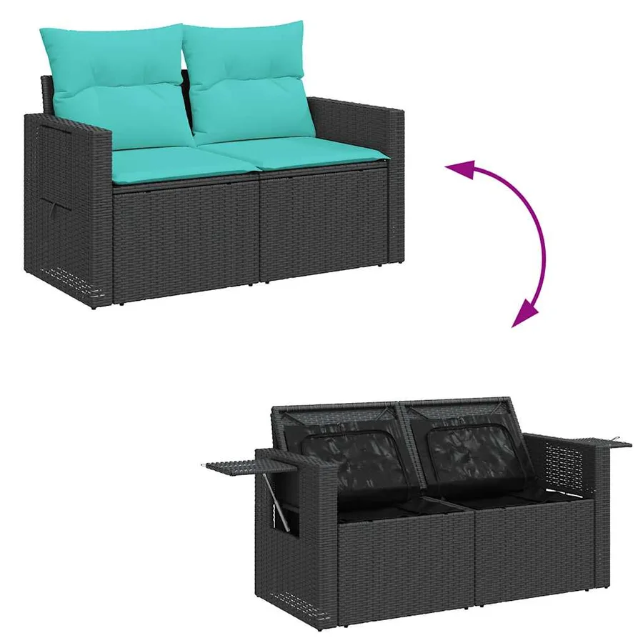 Ensemble de canapés de jardin 11 pcs et coussins rotin acacia - 9