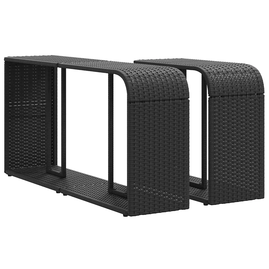 Salon de jardin 11 pcs avec coussins noir résine tressée - 8