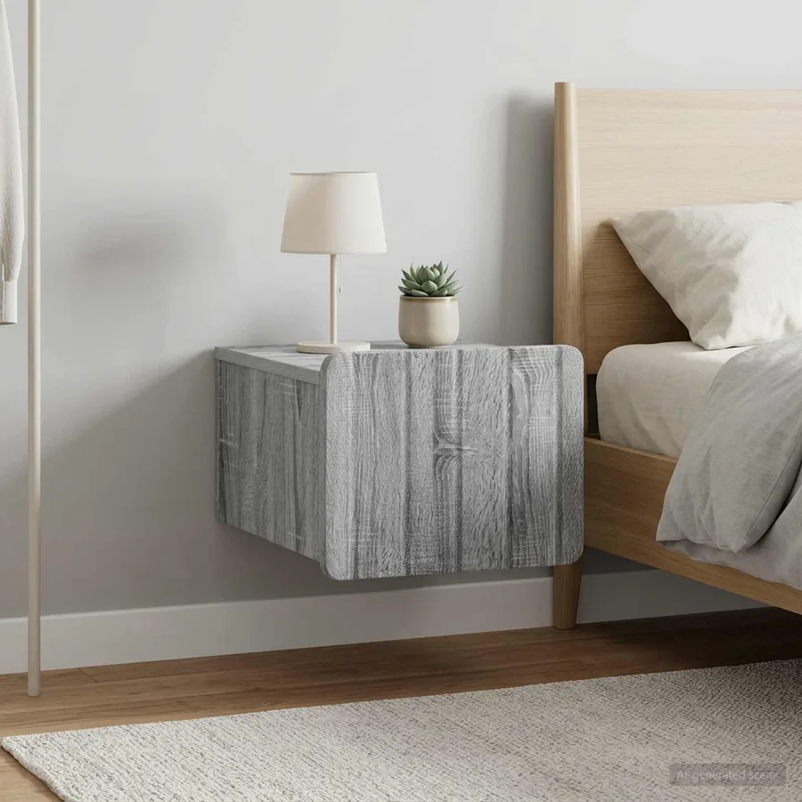 Cabinet de chevet mural 2 pcs Sonoma gris 33 x 34,5 x 24 cm - 4