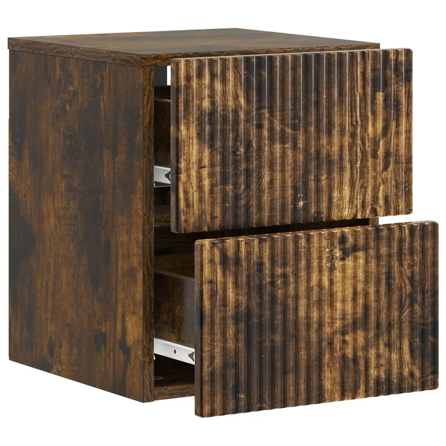 Cabinet de chevet mural 2 pcs Chêne fumé 33 x 34,5 x 40 cm - 6