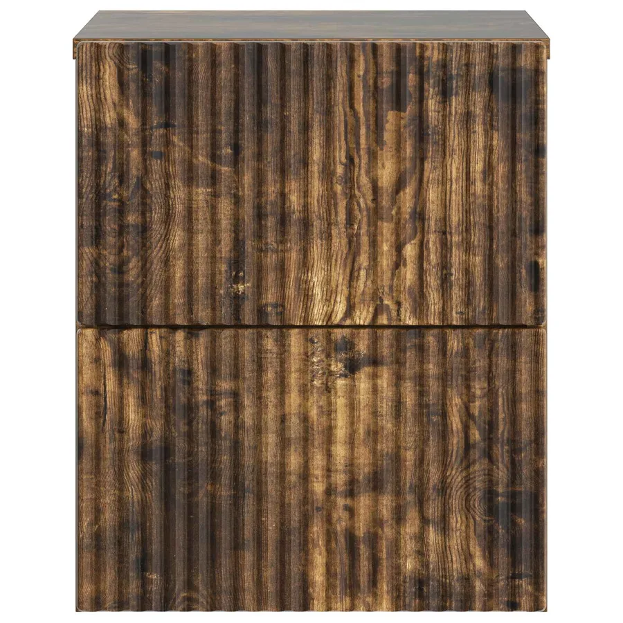 Cabinet de chevet mural 2 pcs Chêne fumé 33 x 34,5 x 40 cm - 7