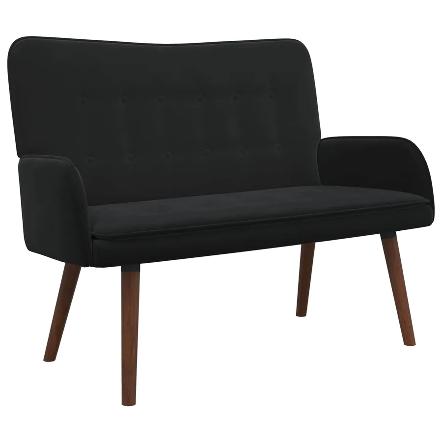 Sofa 2 places Noir 115 x 61 x 87 cm Velours - 2