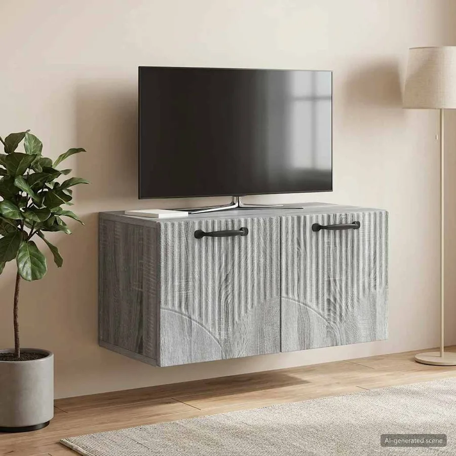 Meuble TV mural Sonoma gris 59,5 x 31 x 30 cm Bois d'ingénierie - 4