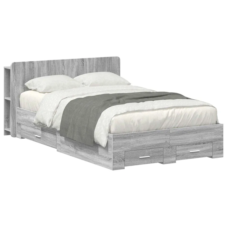 Cadre de lit avec rangement Sonoma gris 120 x 190 cm