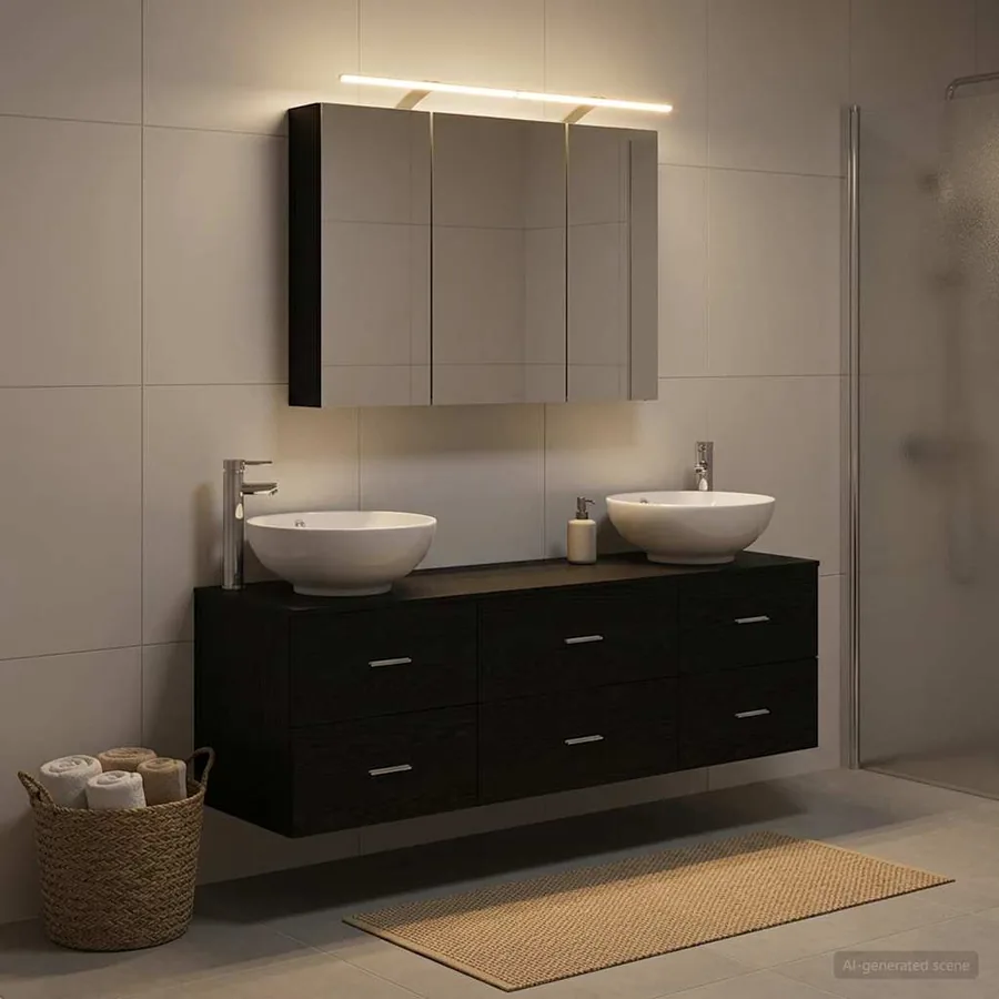 Ensemble de mobilier de salle de bain 4 pcs Chêne noir