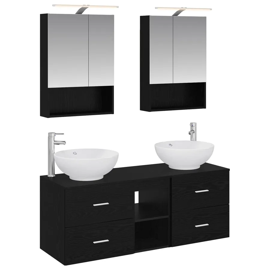 Ensemble de mobilier de salle de bain 5 pcs Chêne noir - 2