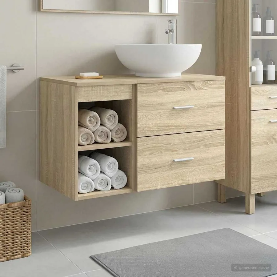Ensemble de mobilier de salle de bain 2 pcs Chêne Sonoma