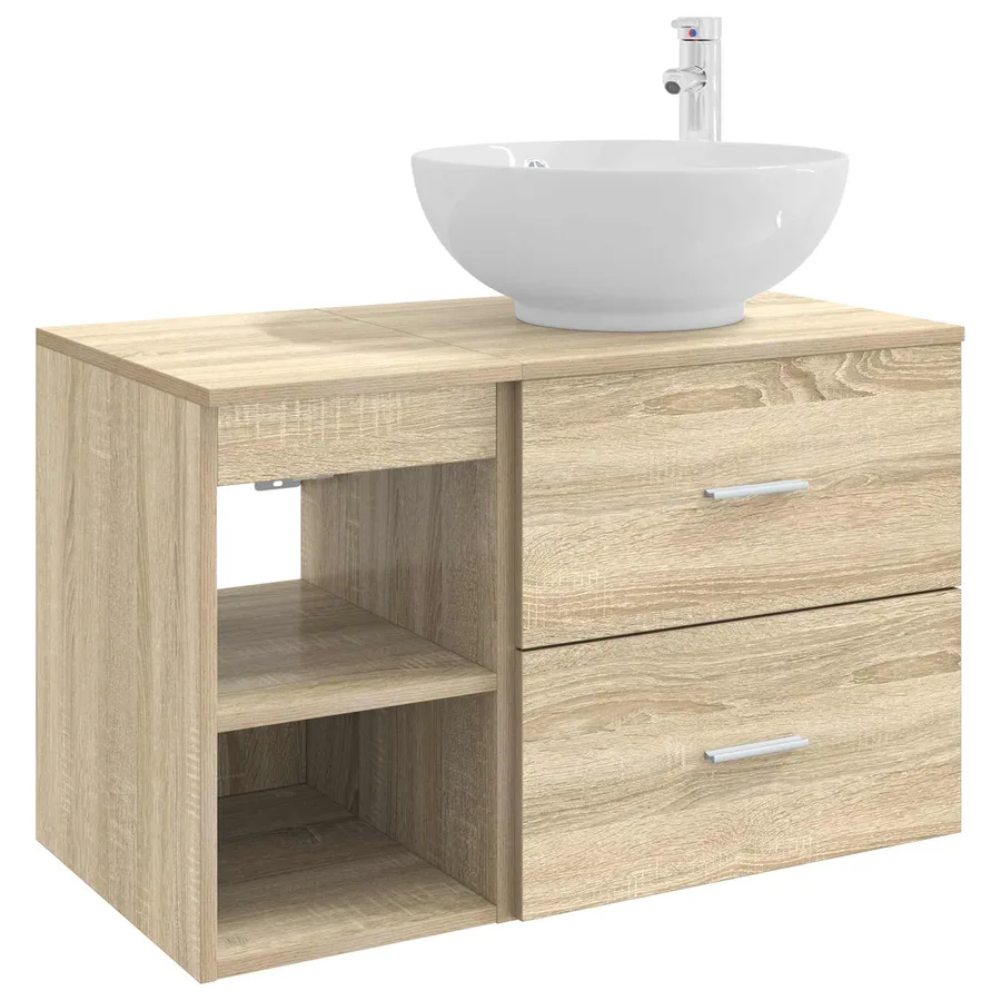 Ensemble de mobilier de salle de bain 2 pcs Chêne Sonoma - 2