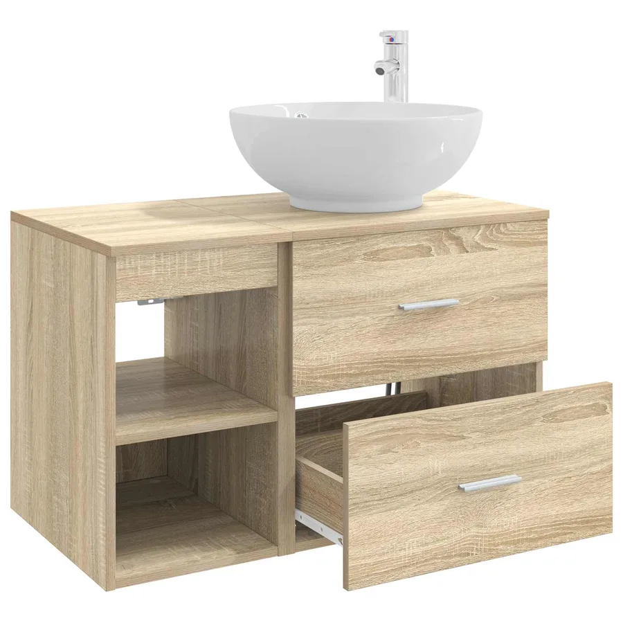 Ensemble de mobilier de salle de bain 2 pcs Chêne Sonoma - 4