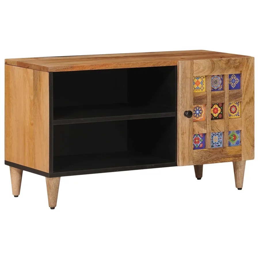 Meuble TV Naturel 80 x 33 x 46 cm Bois de mangue massif
