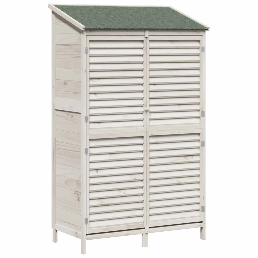 Abri de jardin Blanc 106 x 56 x 176,5 cm Bois de Sapin Massif - 2