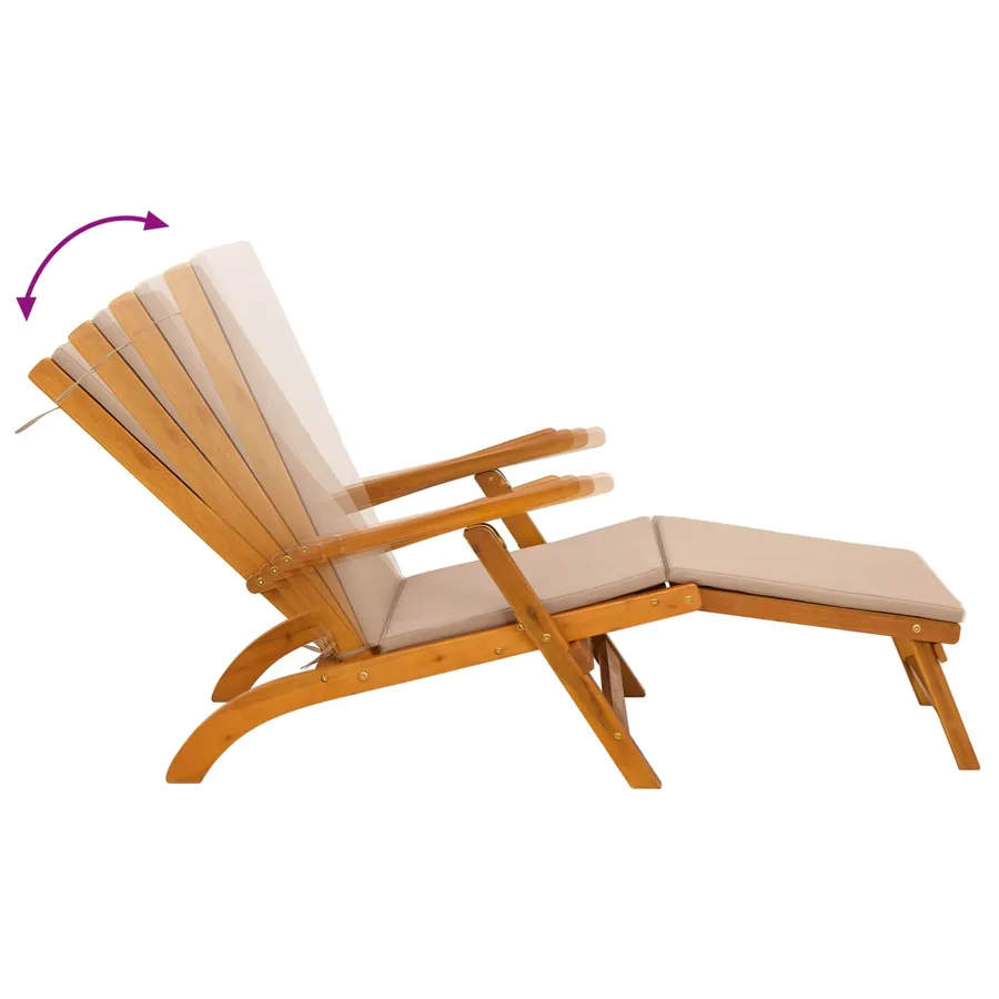 Chaise longue inclinable et pliable Bois d'Acacia Massif - 10