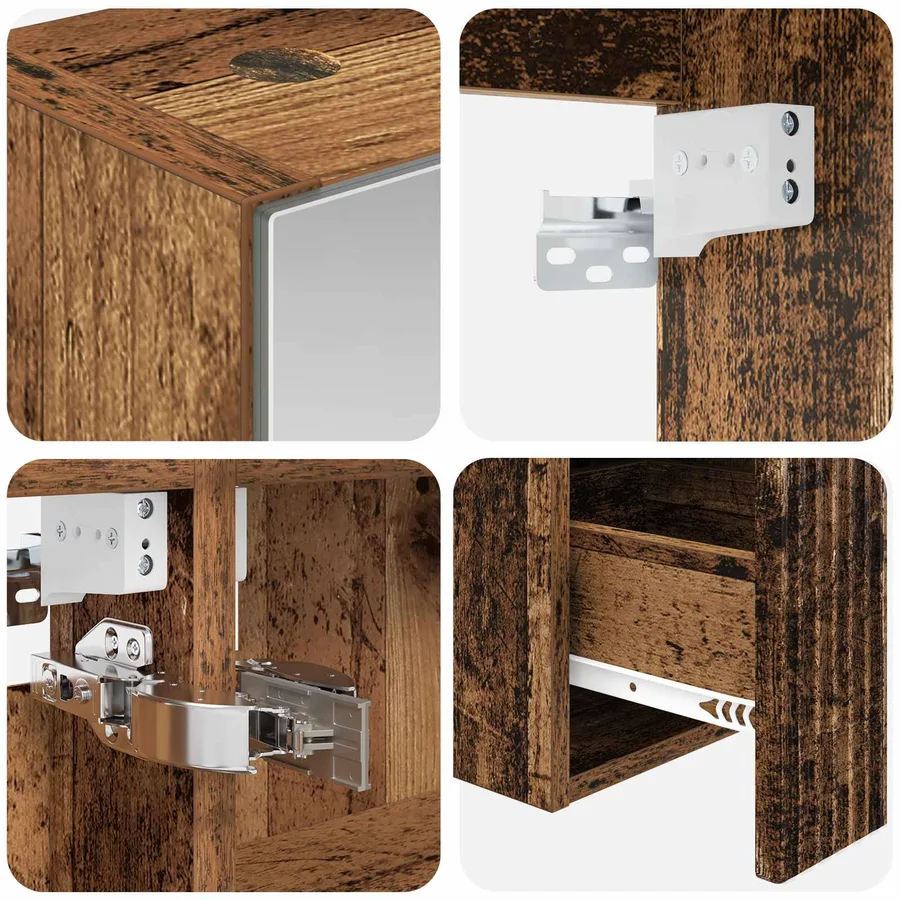 Ensemble d'armoire de salle de bain 5 pcs Bois ancien - 9