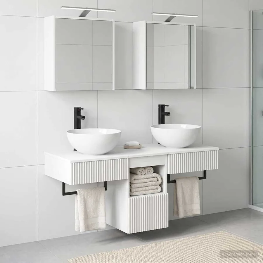 Ensemble d'armoire de salle de bain 5 pcs Blanc