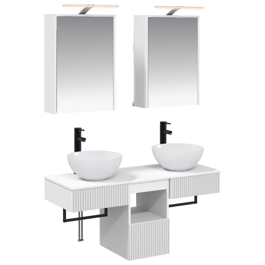 Ensemble d'armoire de salle de bain 5 pcs Blanc - 2