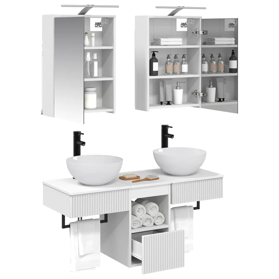 Ensemble d'armoire de salle de bain 5 pcs Blanc - 3
