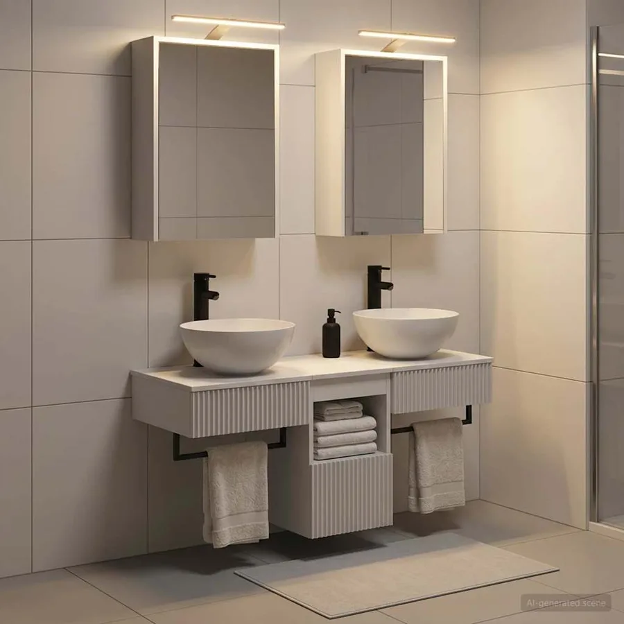 Ensemble d'armoire de salle de bain 5 pcs Blanc - 4