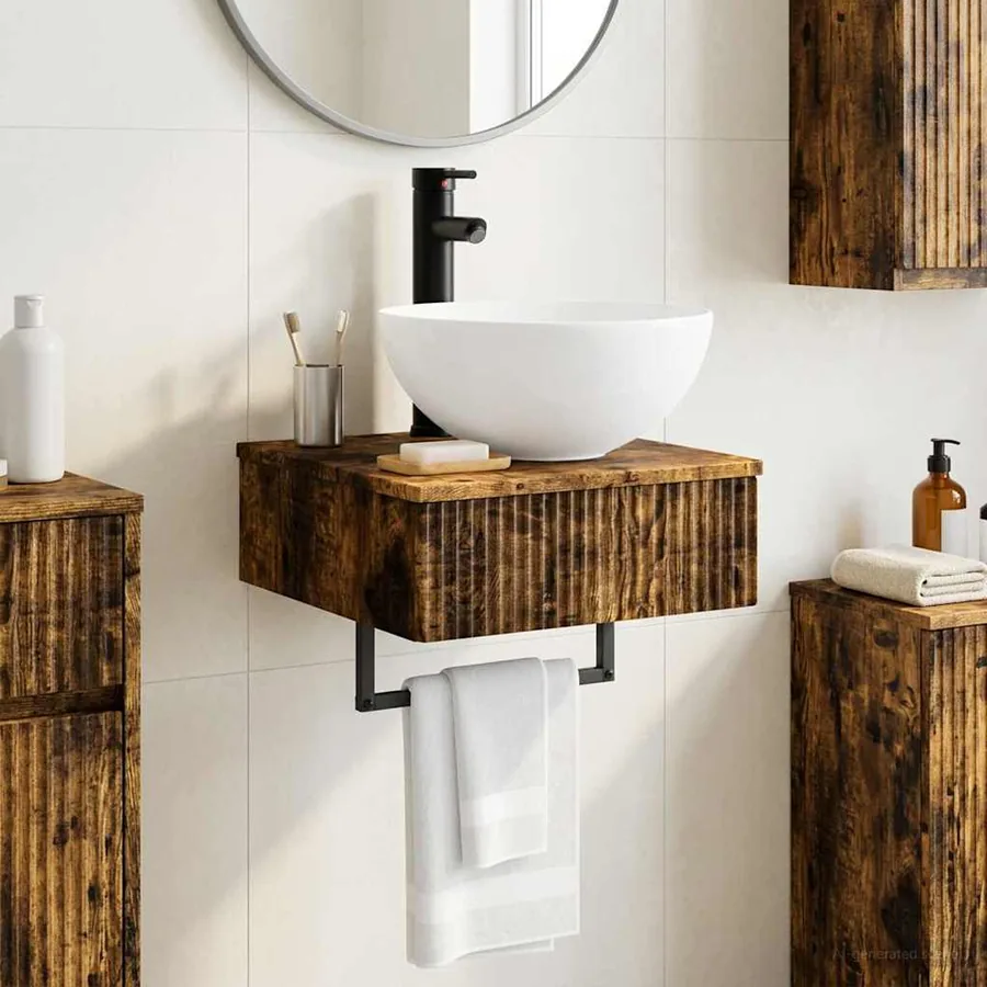 Basin de lavage mural Chêne fumé 40 x 41 x 40,5 cm
