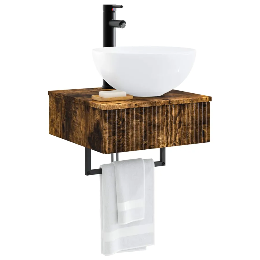 Basin de lavage mural Chêne fumé 40 x 41 x 40,5 cm - 3