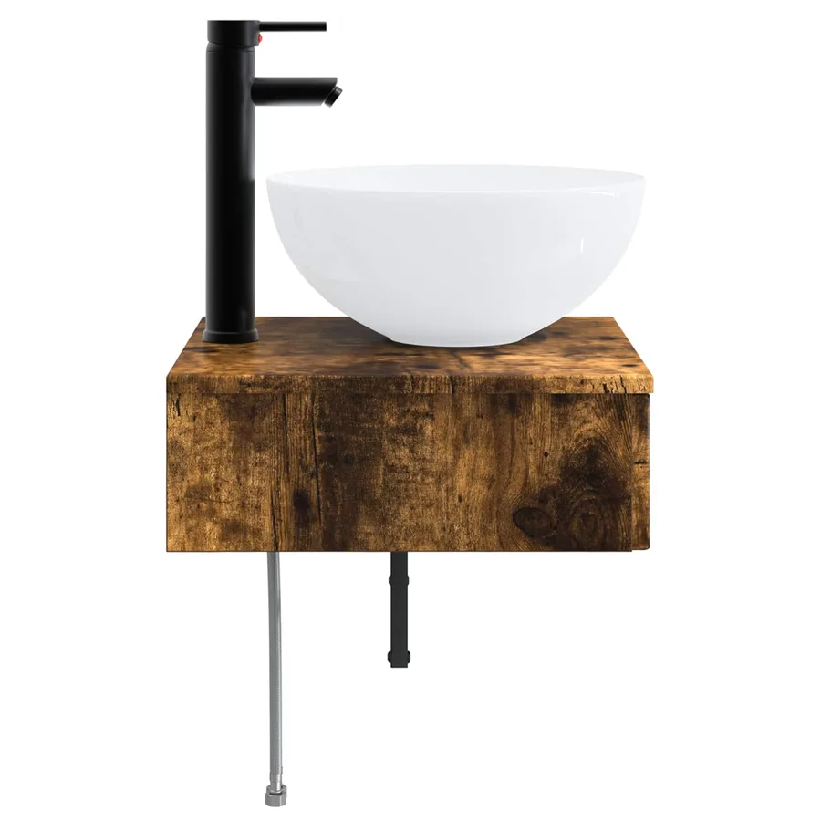 Basin de lavage mural Chêne fumé 40 x 41 x 40,5 cm - 4