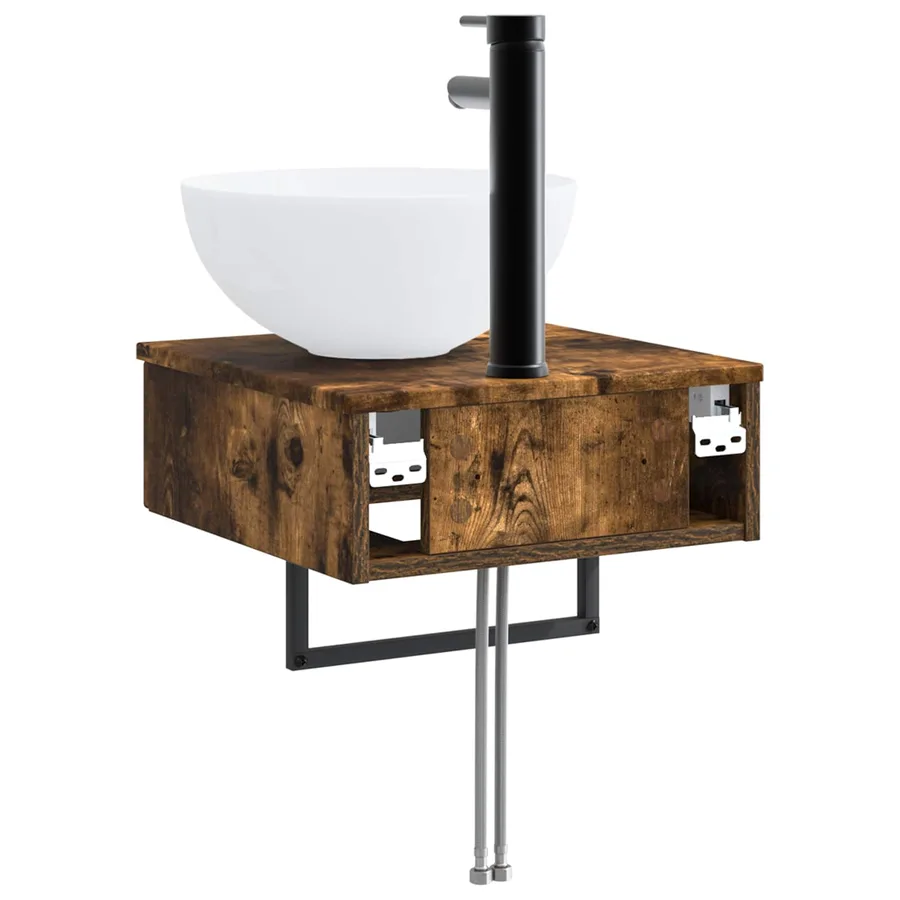 Basin de lavage mural Chêne fumé 40 x 41 x 40,5 cm - 5