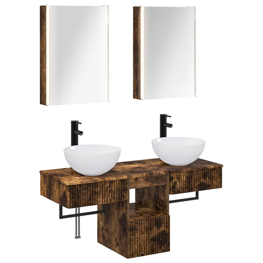 Ensemble d'armoire de salle de bain 5 pcs Chêne fumé - 2