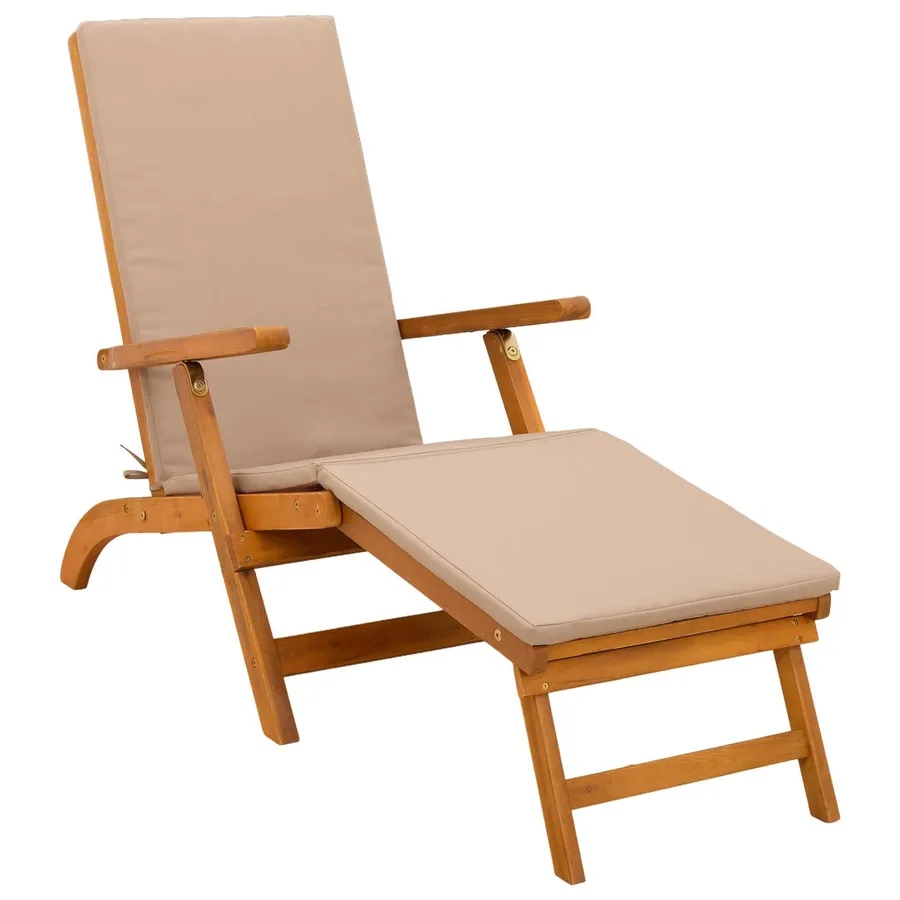 Chaise longue inclinable et pliable 3 pcs Taupe - 5
