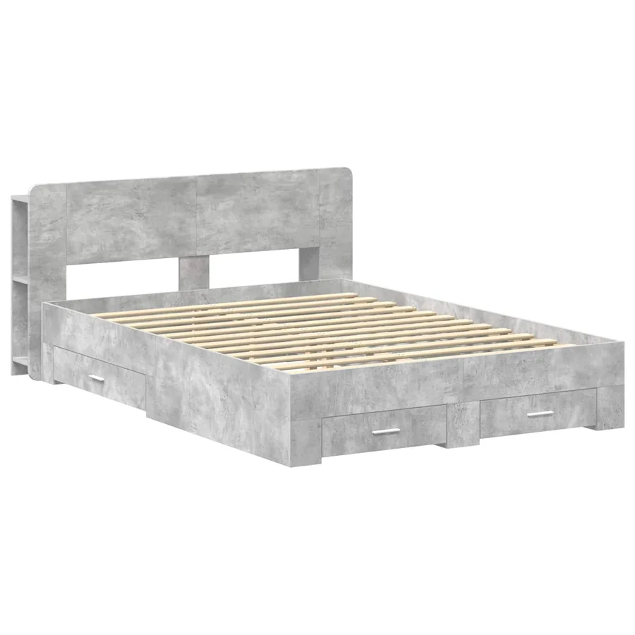 Cadre de lit avec rangement Gris béton 150 x 200 cm - 2
