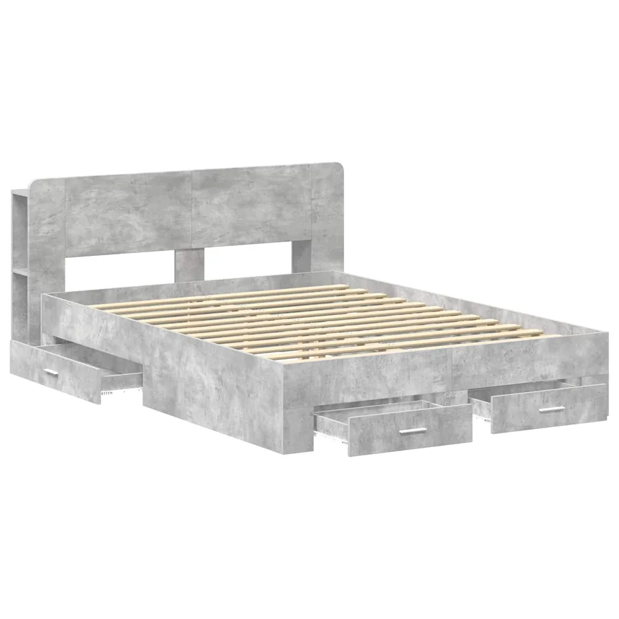 Cadre de lit avec rangement Gris béton 150 x 200 cm - 3