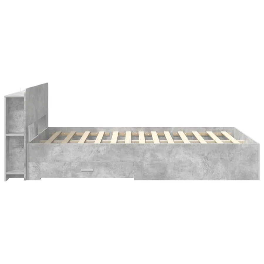 Cadre de lit avec rangement Gris béton 150 x 200 cm - 4