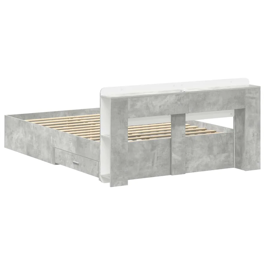 Cadre de lit avec rangement Gris béton 160 x 200 cm - 5