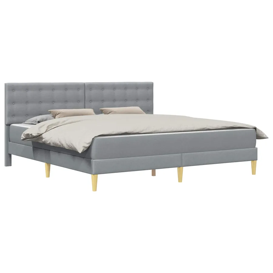 Cadre de lit avec matelas Gris clair 200 x 200 cm Tissu - 2