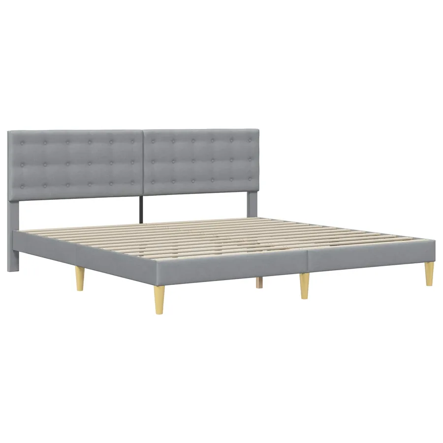 Cadre de lit avec matelas Gris clair 200 x 200 cm Tissu - 4