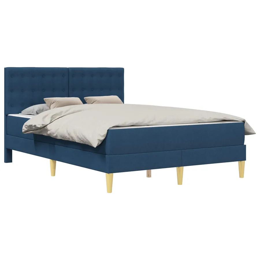 Cadre de lit avec matelas Bleu 120 x 190 cm Tissu - 2
