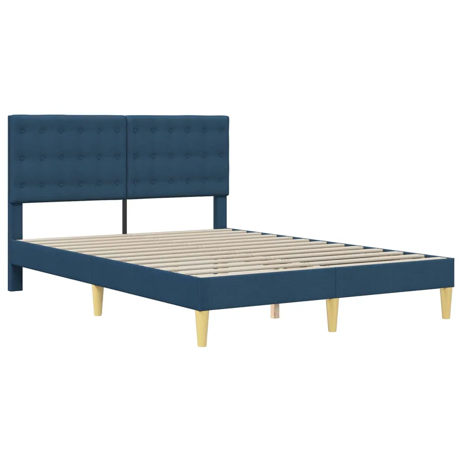 Cadre de lit avec matelas Bleu 120 x 190 cm Tissu - 4