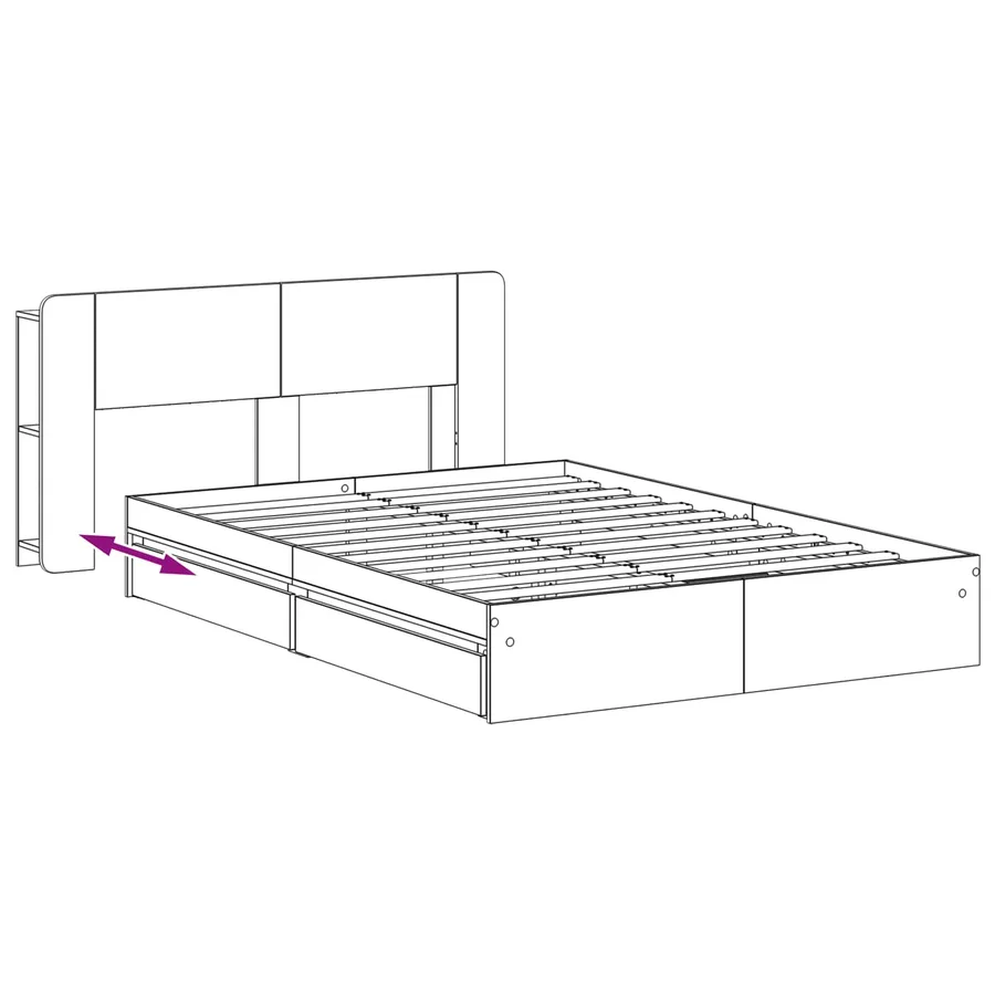 Cadre de lit avec rangement Sonoma gris 150 x 200 cm - 9