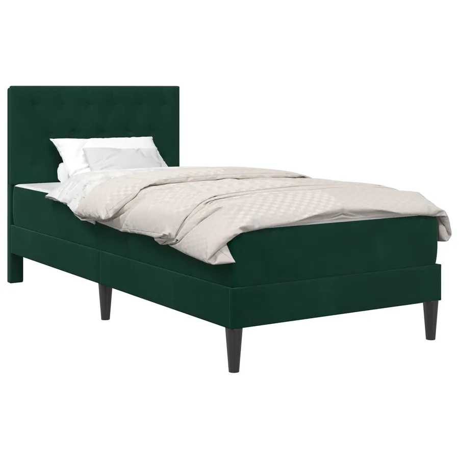 Cadre de lit avec matelas Vert foncé 100 x 200 cm Velours - 2