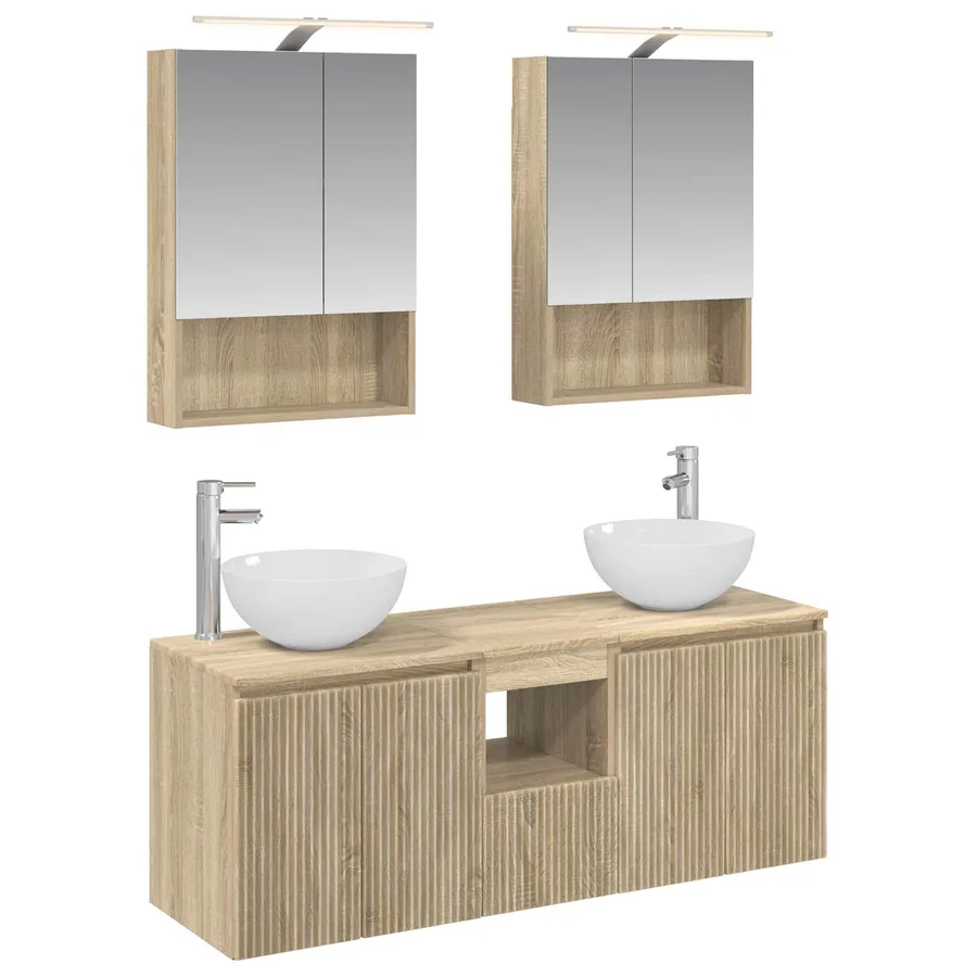 Ensemble d'armoire de salle de bain 5 pcs Chêne Sonoma - 2