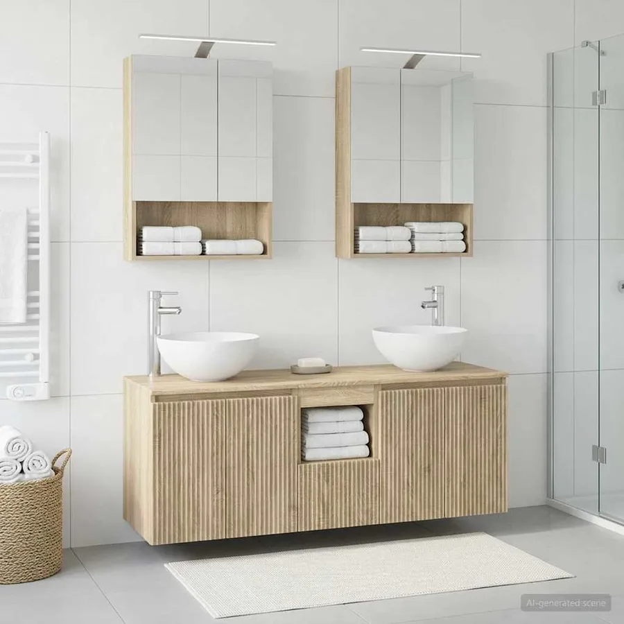 Ensemble d'armoire de salle de bain 5 pcs Chêne Sonoma - 4