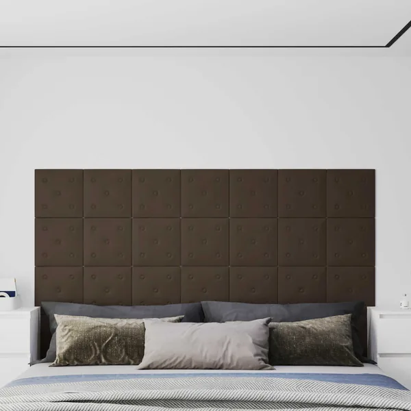 Tête de lit murale 12 pcs Marron 30 x 30 cm Simili cuir