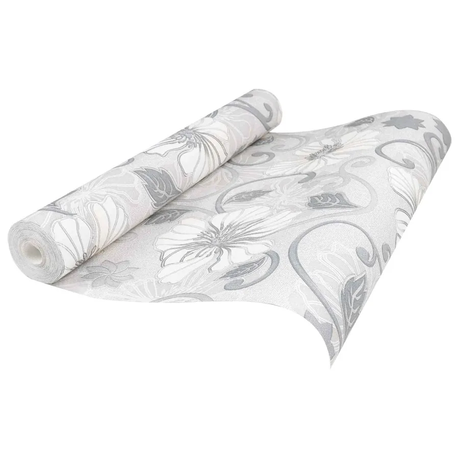 Papier peint 3D Solide Rayé Fleur 10 x 0,53 m Tissu non tissé