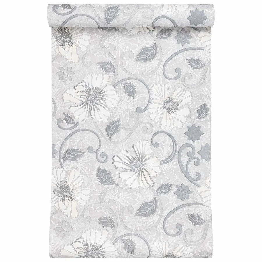 Papier peint 3D Solide Rayé Fleur 10 x 0,53 m Tissu non tissé - 3