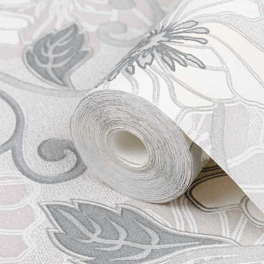 Papier peint 3D Solide Rayé Fleur 10 x 0,53 m Tissu non tissé - 4