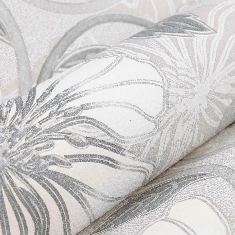 Papier peint 3D Solide Rayé Fleur 10 x 0,53 m Tissu non tissé - 5