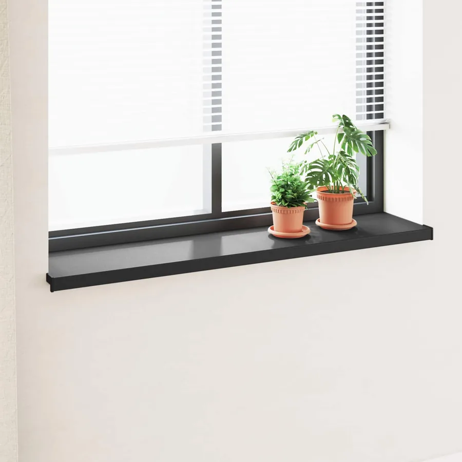 Appui de fenêtre Noir avec grain de bois 140 x 35 x 4,5 cm PVC