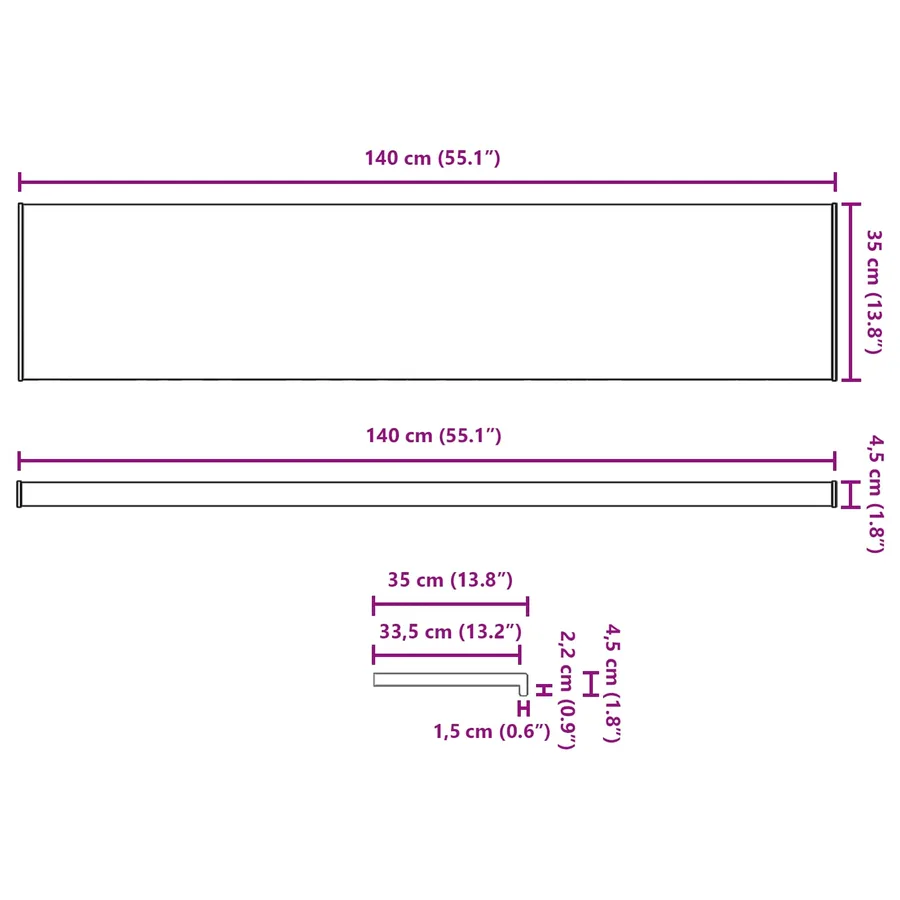 Appui de fenêtre Noir avec grain de bois 140 x 35 x 4,5 cm PVC - 13