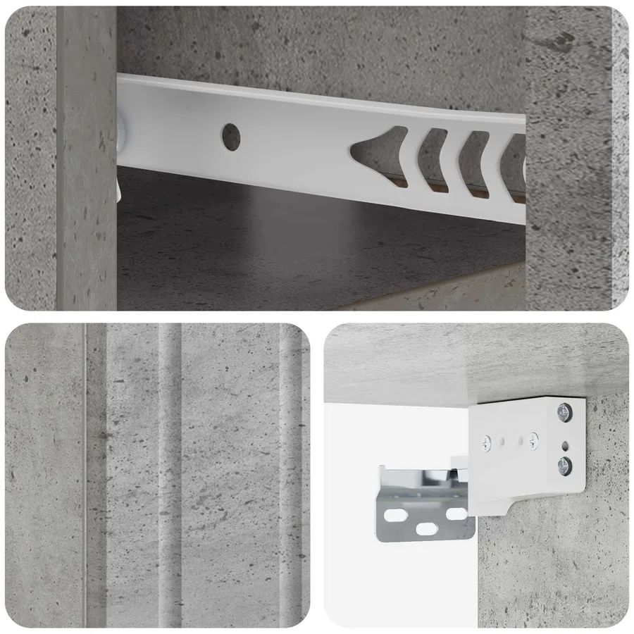 Cabinet de chevet mural 2 pcs Gris béton 49 x 34,5 x 24 cm - 10