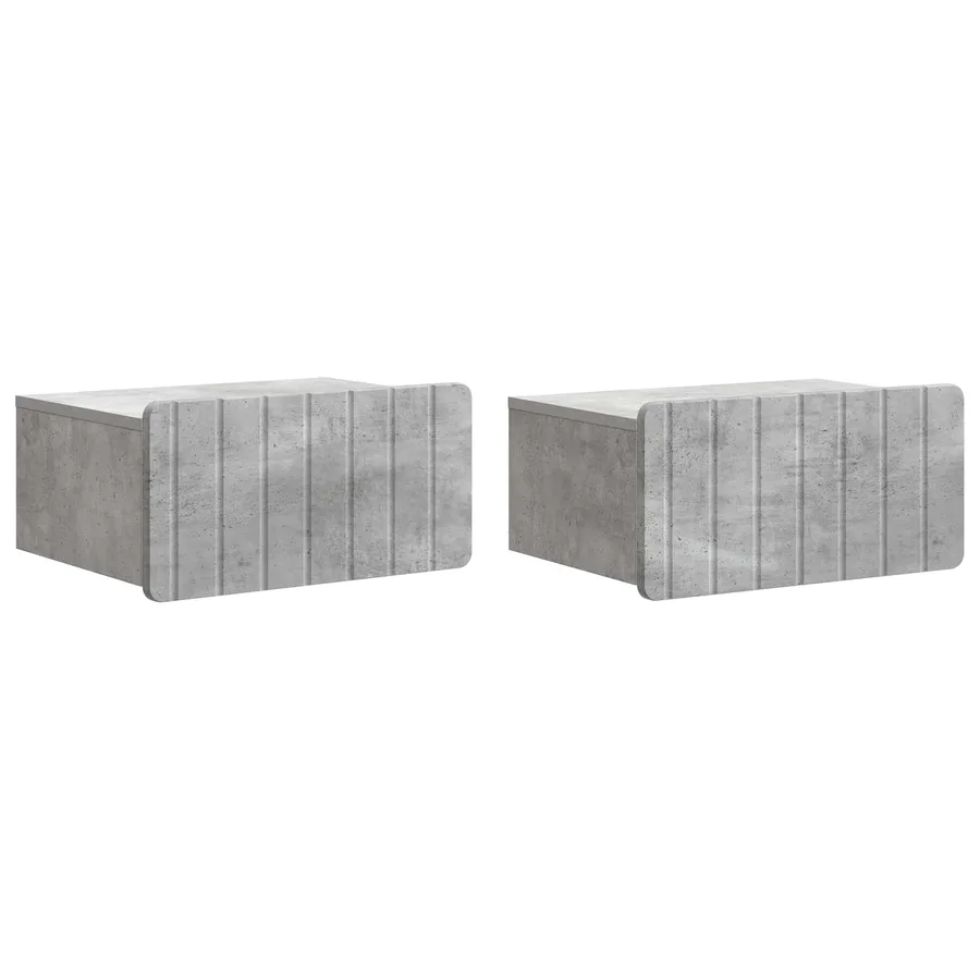 Cabinet de chevet mural 2 pcs Gris béton 49 x 34,5 x 24 cm - 2