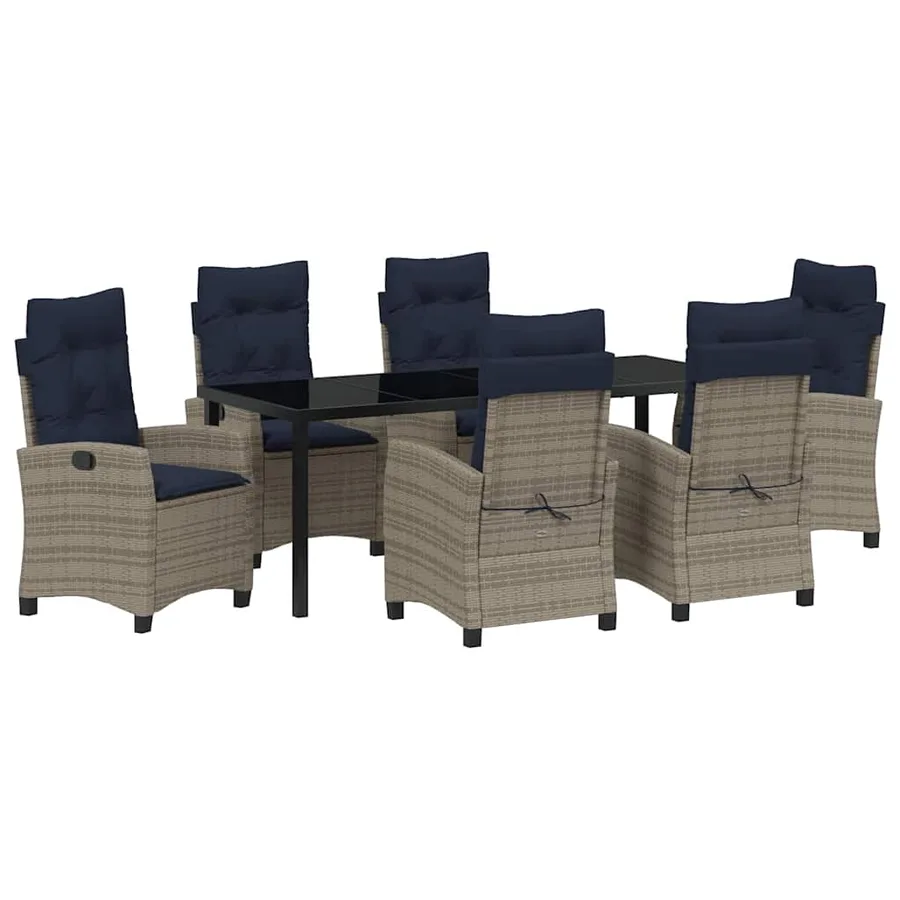 Ensemble de salle à manger pour jardin 7 pcs Gris polyrotin - 2